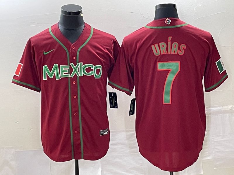 Men 2023 World Cub Mexico 7 Urias Red green Nike MLB Jersey12